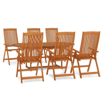 Berkfield Home 7 Piece Garden Dining Set Solid Wood Eucalyptus in Brown