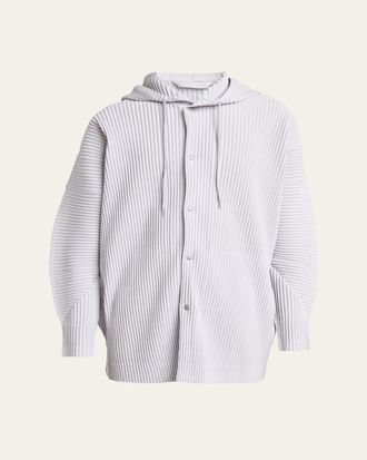Homme Pliss&eacute; Issey Miyake Mens Monthly Colors Pleated Snap-Front Hoodie