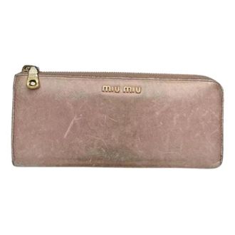 Miu Miu Pre-owned Leather Portemonnee - Dames - Vintage Accessoires - Beige - ONE Size - Leer - Vintage