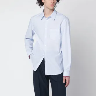 Gucci Light blue striped shirt with Web detail