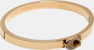 Coach Womens Pave Signature C Hinged Bangle - Gold - One Size