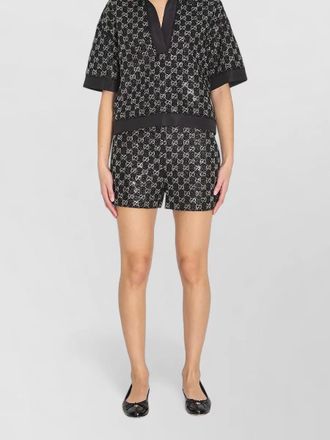 Gucci lam&eacute; wool tweed top crystal embroidery