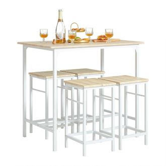 SoBuy Juego De Mesa Y Taburetes Comedor Set De Mesa Alta De Bar Y 4 Taburetes Intustrial Ogt11-wn Sobuy Es