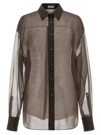 Brunello Cucinelli Organza Shirt Shirt And Blouse Brown