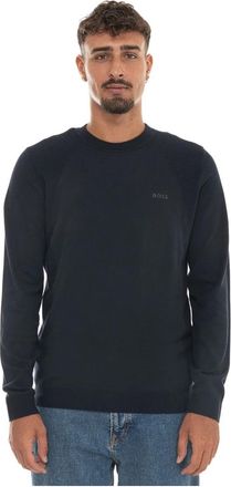 HUGO BOSS Momentum Lite Ronde hals Trui - Heren - Ronde hals truien - Blauw - XL - Katoen - Truien & Vesten