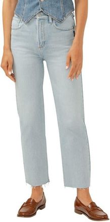 Silver Jeans Co Highly Desirable Raw Hem High Waist Straight Leg Jeans in Indigo at Nordstrom, Size 24 28
