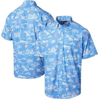 Reyn Spooner Mens Reyn Spooner Light Blue Houston Oilers Throwback Kekai Print Button-Up Shirt at Nordstrom, Size Xxx-Large