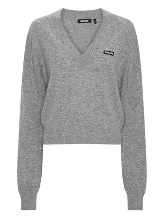 Rotate Maglione con scollo a V e logo - Grigio