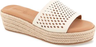 Gentle Souls Vandy Perforated Platform Slide Sandal in Stone Leather at Nordstrom, Size 5.5