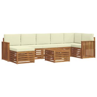 vidaXL Conjunto De Sof&aacute;s De Exterior Con Coj&iacute;n 8 Pcs Natural Y Crema Vidaxl
