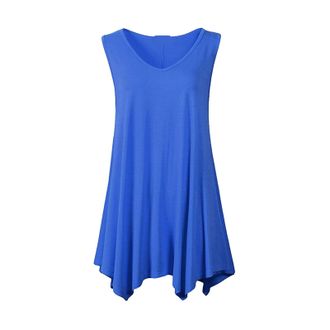 Generic Soft Cotton Top for Comfortable Use Womens Vest Extended Sleeveless V Neck Tunic TShirt Top Casual Summer Dress Loose Bottom Shirt Womens Muscle Top (