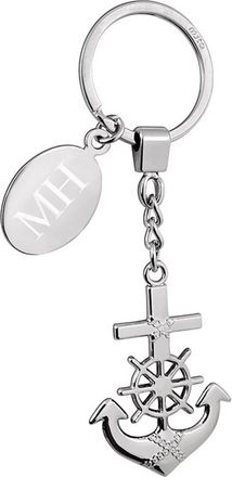 Generic Personalised Engraved Tag with Name or Initials Chrome Metal Ships Wheel and Nautical Keyring Presented in an Organza Bag