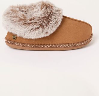 Fat Face FatFace Maia Tan Brown Faux Fur Boot Slipper