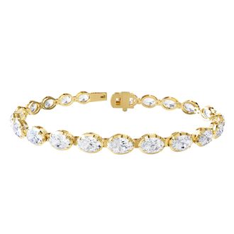 Diamond2Deal 18k Vermeil Plated Silver 11 Ct Oval Cut Lab Grown Diamond Tennis Bracelet 7