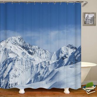 OEM Cortina De Ducha Con Paisaje Natural De Monta&ntilde;a Nevada, Cortina De Ducha De Poli&eacute;ster Impermeable Para Decoraci&oacute;n Del Hogar