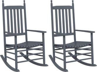 vidaXL Vidaxl - Rocking Chairs with Curved Seats 2 pcs Grey Solid Wood Poplar
