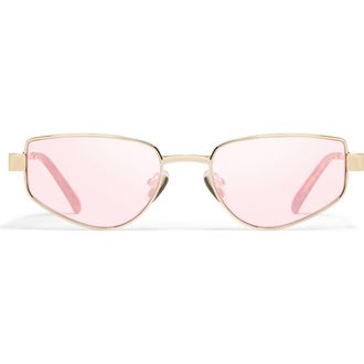 Quay Hit Single 54mm Cat Eye Sunglasses in Gold/Digi Pink at Nordstrom