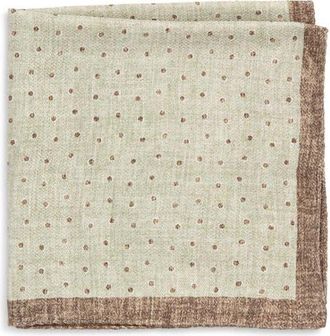 Jack Victor Thelon Dotted Silk Pocket Square in Sage at Nordstrom