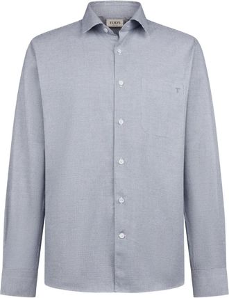 Tod's houndstooth long-sleeved shirt - men - Cotton - L - Blue