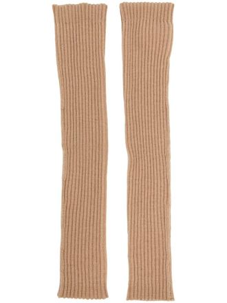 Cashmere in Love Geribbelde armwarmers - Bruin