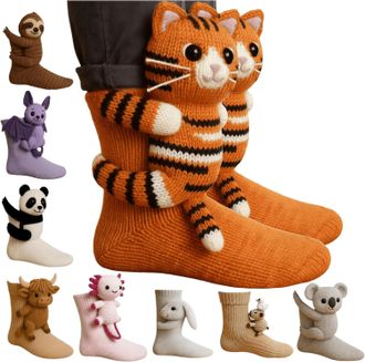 Generic Knitted floor socks with Christmas animals, cute warm slipper socks, suitable for home wear in autumn and winter