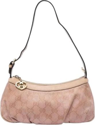 Gucci Pre-owned Canvas Shoulder Bag - Dames - Pre-owned - Roze - Maat: ONE Size Leer