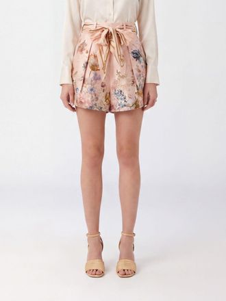 Zimmermann Pantaloncini Valiant a vita alta in seta e cotone con stampa floreale