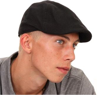 Hawkins Mens Black Soft Preformed Peak Flat Cap (57cm)