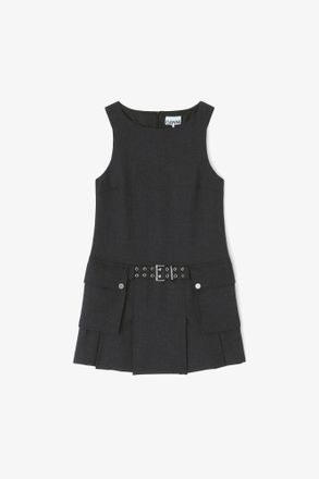 Ganni Grey Wool Mini Dress - Size 10/12 Mixed