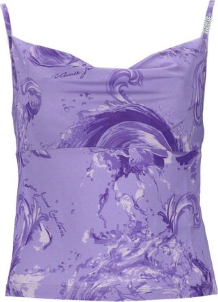 Versace Jeans Couture Purple Swirl Fitted Viscose Top