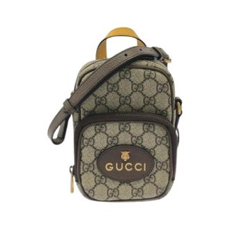 Gucci Pre-owned Neo Vintage GG Supreme Canvas Leren Schoudertas - Dames - Pre-owned - Beige - Maat: ONE Size Leer