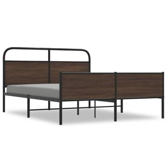 Berkfield Home Metal Bed Frame without Mattress Brown Oak 160x200 cm