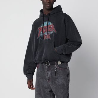 Dagger Faded black hooded sweatshirt with vintage effect
