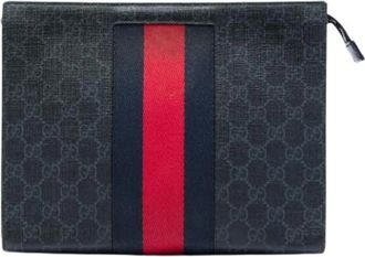 Gucci Pre-owned Canvas Clutch - unisex - Vintage Clutch - Zwart - ONE Size - Leer - Vintage