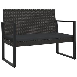 vidaXL Banco De Jard&iacute;n Con Cojines Rat&aacute;n Sint&eacute;tico Negro 106 Cm Vidaxl