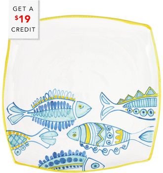 Vietri Vietri Elbas Fish Square Platter With $19 Credit