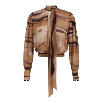 Elisabetta Franchi Blouses, female, Brown, Size: L camicie Poliestere