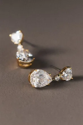Nadri Cora Heart and Pear Stone Drop Earrings