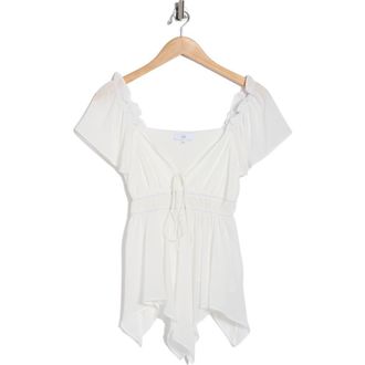 NSR Flutter Sleeve Chiffon Top in Ivory at Nordstrom Rack, Size X-Large