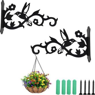 OEM 2 Ganchos De Soporte Para Plantas, Colgador De Plantas, 20 X 13 Cm, Hierro, Tallados Florales Y De P&aacute;jaros, Decoraci&oacute;n, L&aacute;mparas Y Faroles