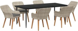 vidaXL Dining Set 7 pcs Light grey Poly rattan Vidaxl