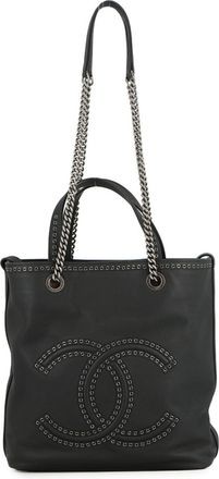 Chanel Black Leather Shoulder Bag Tote Bag (Pre-Owned)
