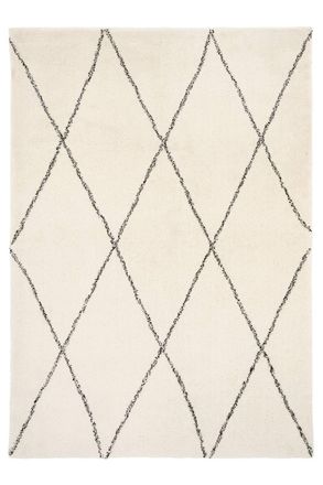 Kukoon Machine Washable Shaggy Rug Beige Trellis Fluffy Bedroom Carpet | Size: 200 cm x 290 cm