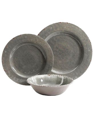 Studio California Mauna 12Pc Grey Crackle Dinnerware Set