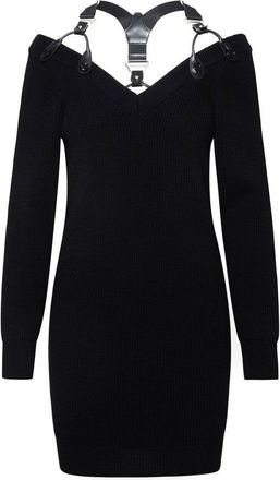 Moschino Off-Shoulder Wool Dress With Statement Harness Detail
