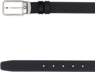 Montblanc Mens Midnight Blue Leather Reversible Belt Blueblack Cinture