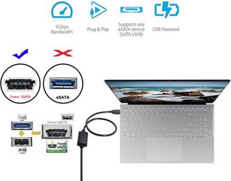 OEM La Alimentaci&oacute;n Se Suministra A Trav&eacute;s De Una Interfaz Esata Dc 5v, Un Adaptador De Corriente A Interfaz Usb 3.0 Y Un Convertidor De Potencia De 1m