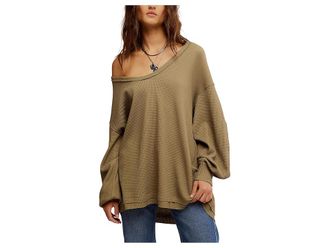 Free People Coast 2 Coast Thermal Womens Clothing Gothic Olive Cross D : SM (Womens 4-6), Cotton/Elastane/Polyester