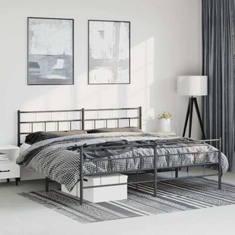 vidaXL Estructura Cama Sin Colch&oacute;n Con Estribo Metal Negro 183x213 Cm Vidaxl