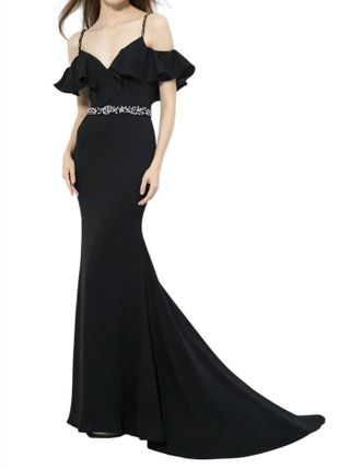Angela & Alison Mermaid Prom Dress In Black